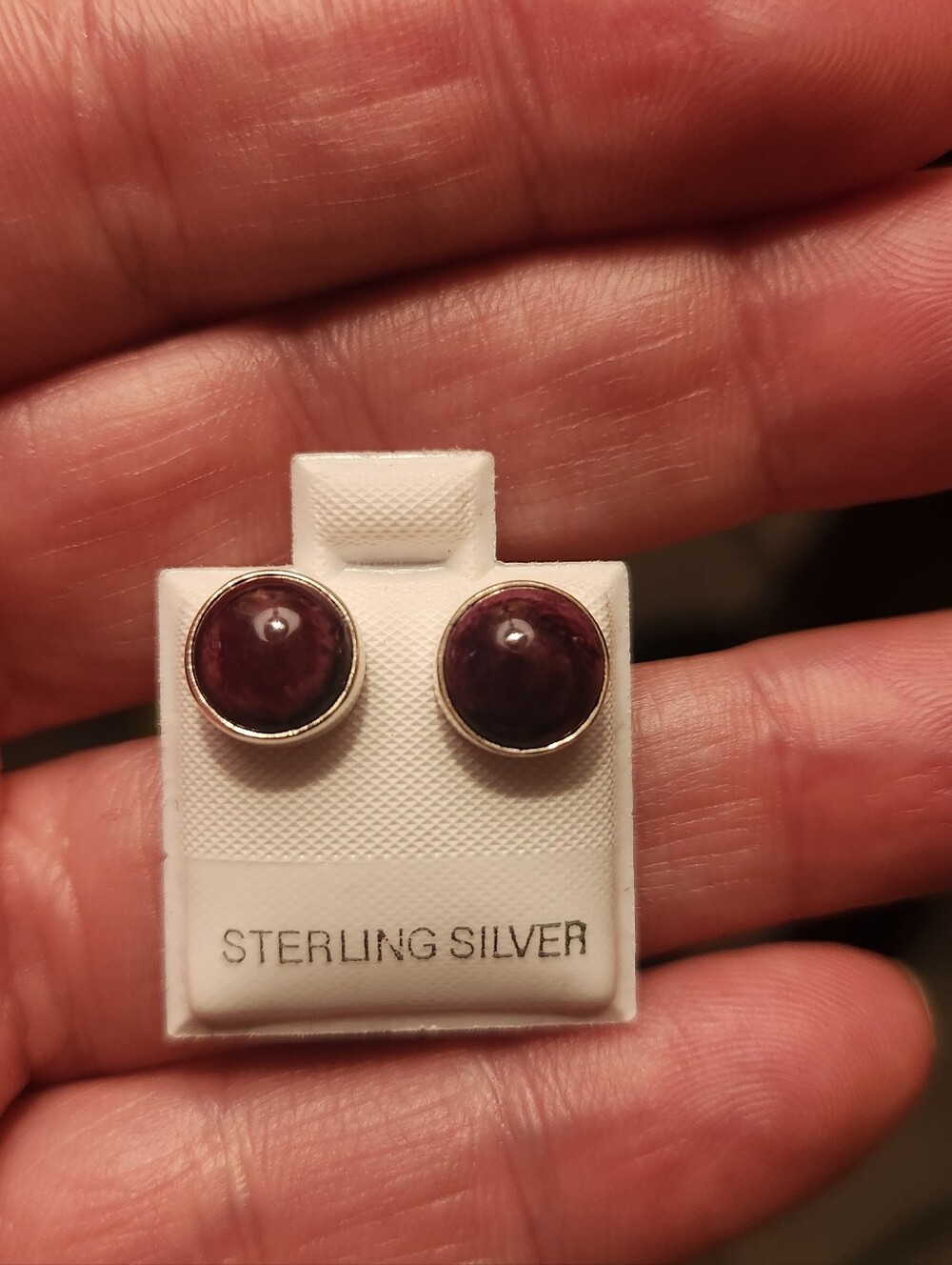 Purple Spiny Oyster Sterling Silver Stud Earrings, New